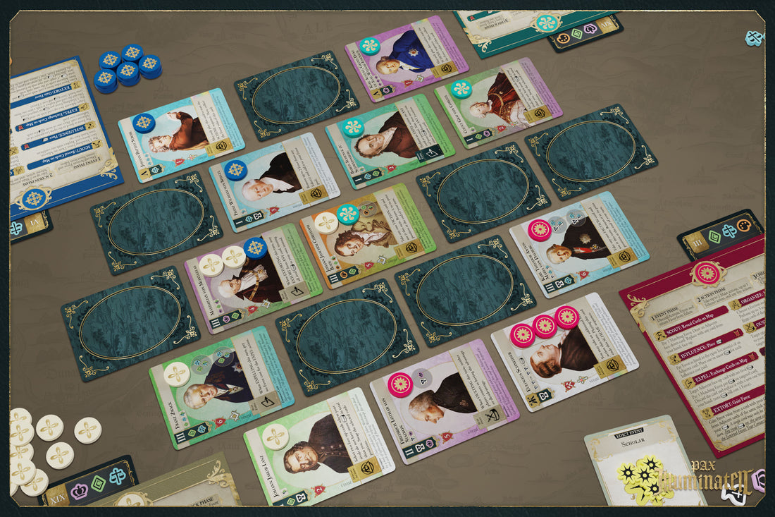 Pax Illuminaten board game card setup