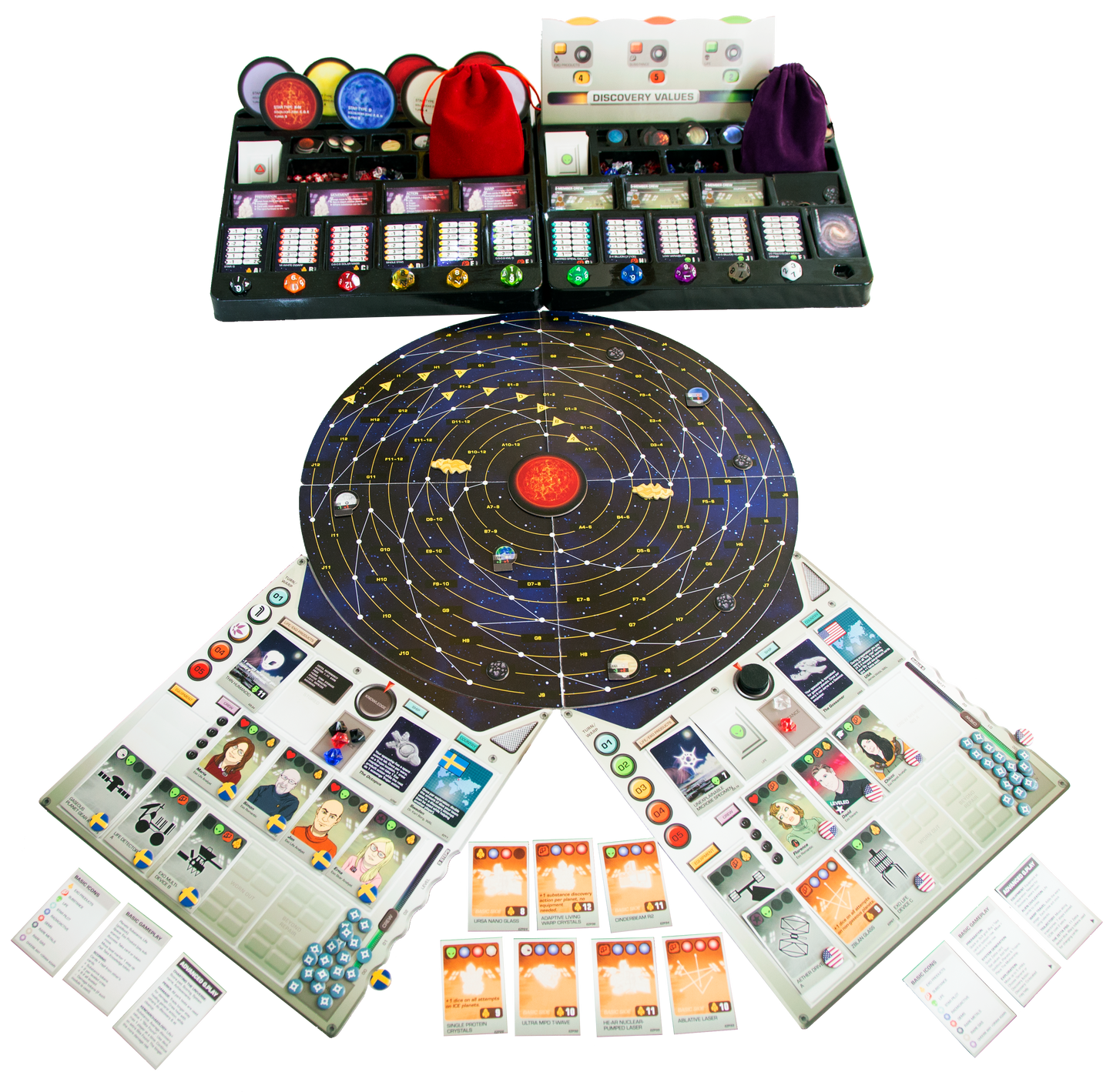 Expedition Zetta Board Game -- Staged game board and pieces