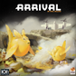 Cover of 'Arrival' featuring yellow alien-like creatures and a plane.