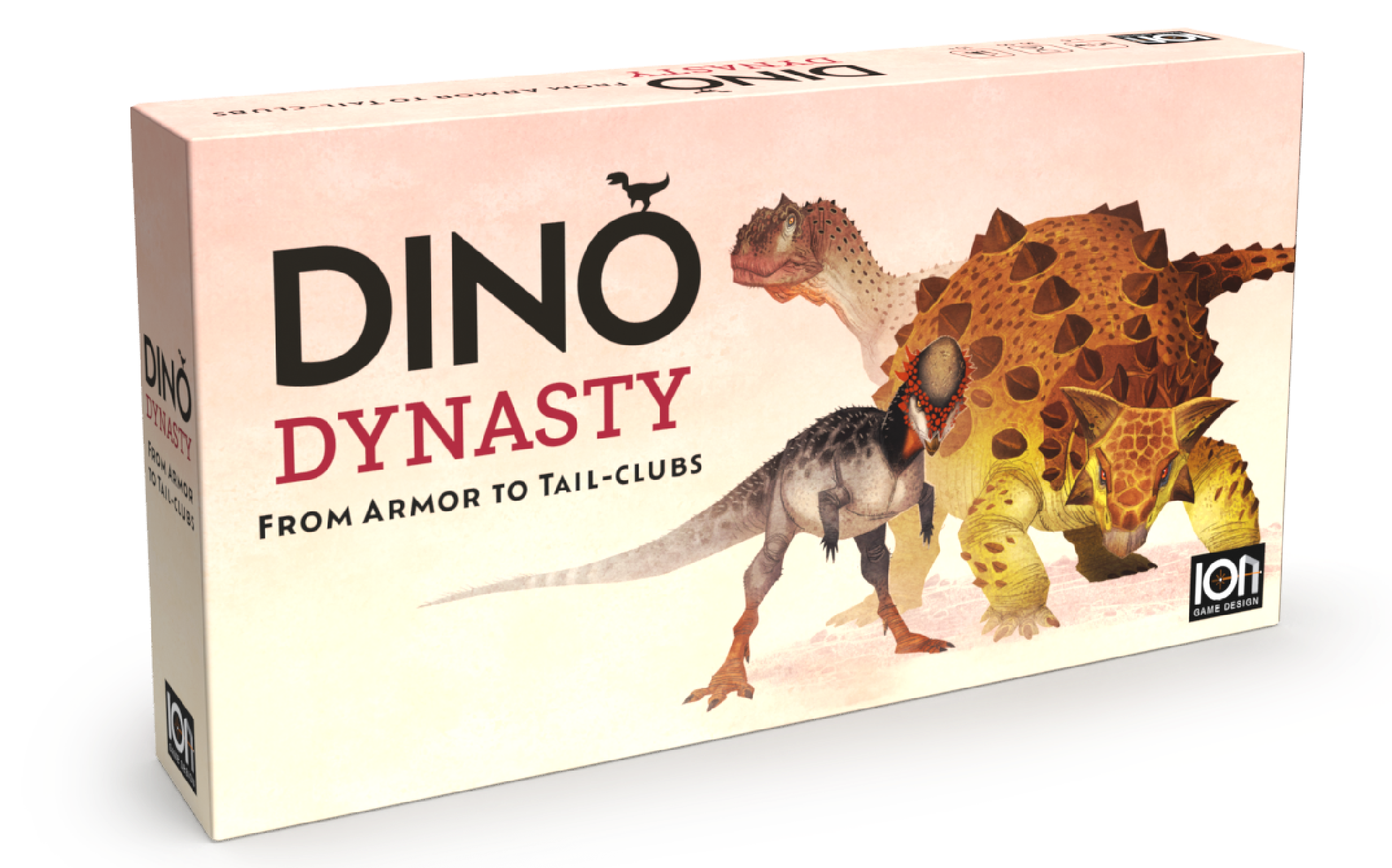 Box cover art for Dino Dynasty board game expansion, featuring illustrations of dinosaurs representing different dynasties.