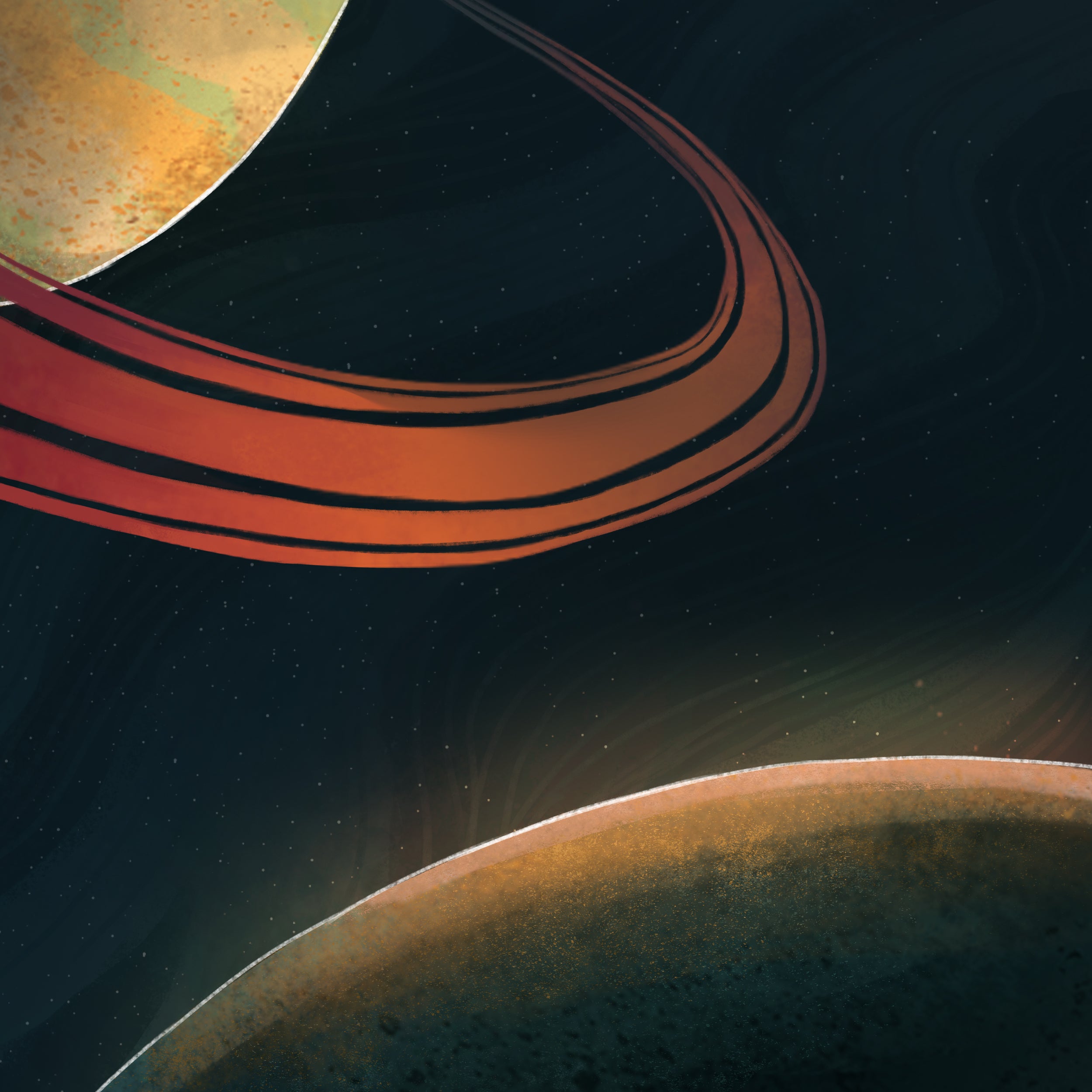 Dawn on Titan image saturn and moon