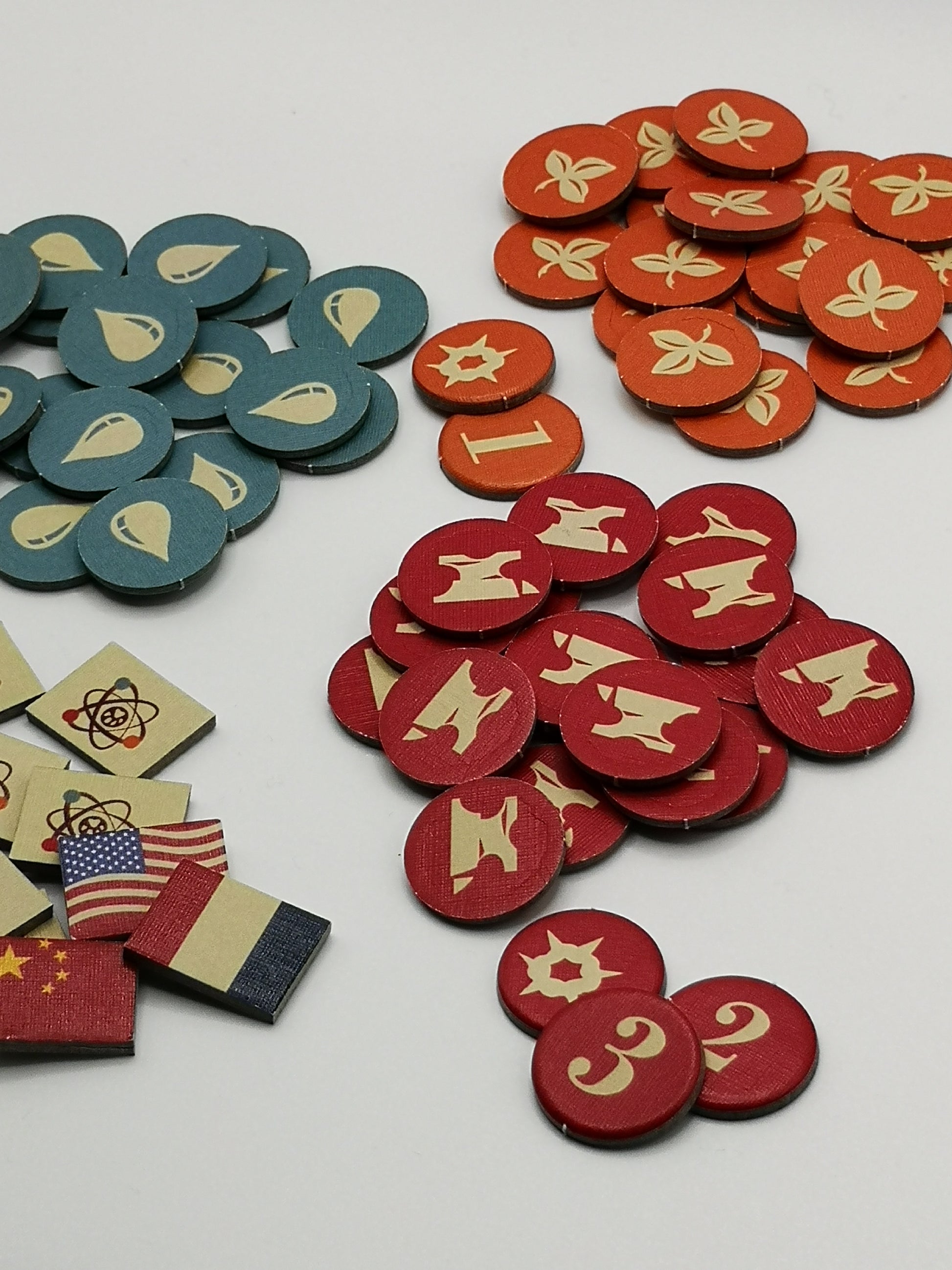 Close up of game components.