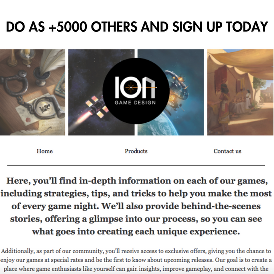 Ion Game Design newsletter subscribe