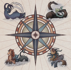 Maleficium compass with sea creatures