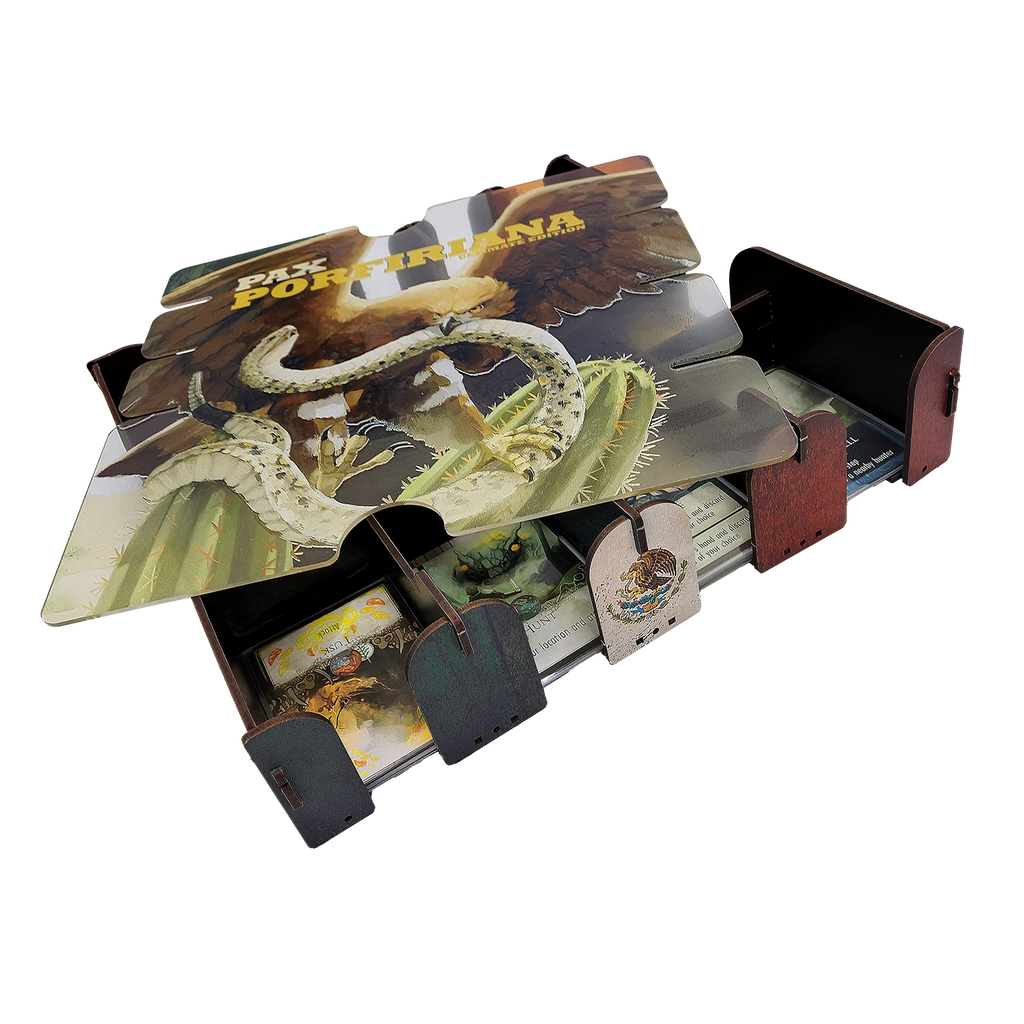 Cardboard display stand with illustrations of a horse and text on a white background