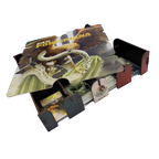 Cardboard display stand with illustrations of a horse and text on a white background