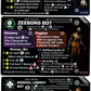 Three game character cards with detailed text and illustrations on a black background