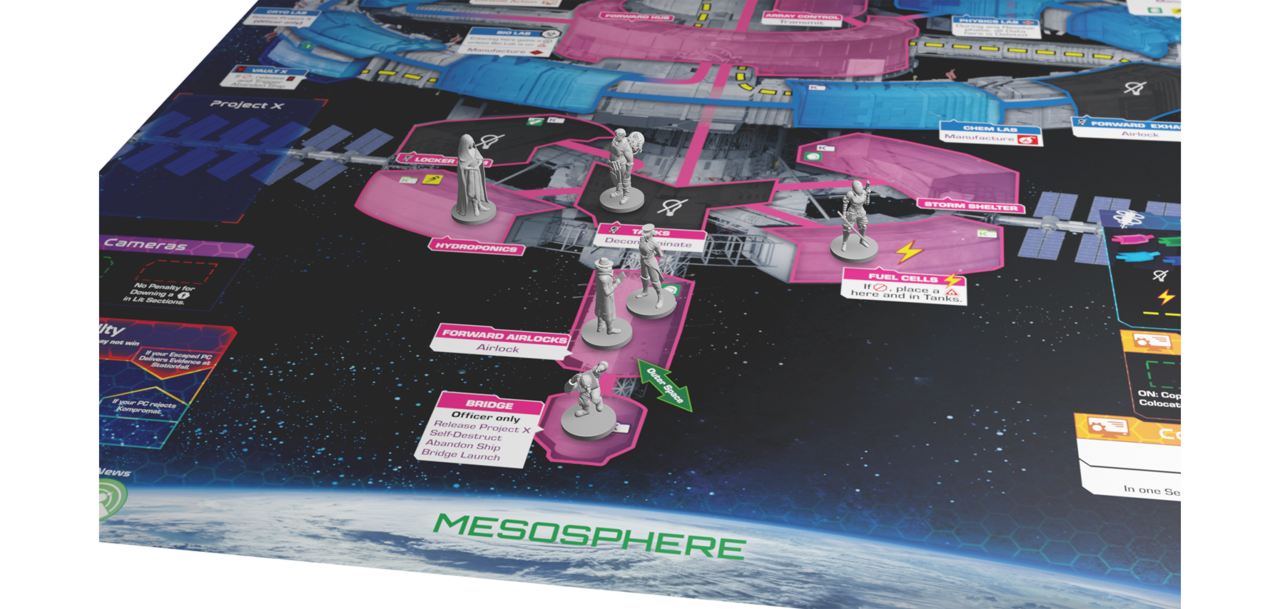 Stationfall board detail with 3D characters