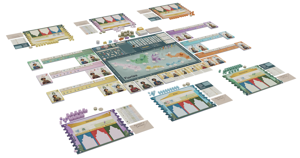 Kartini - From Darkness to Light board game setup
