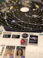 Close up of game components.