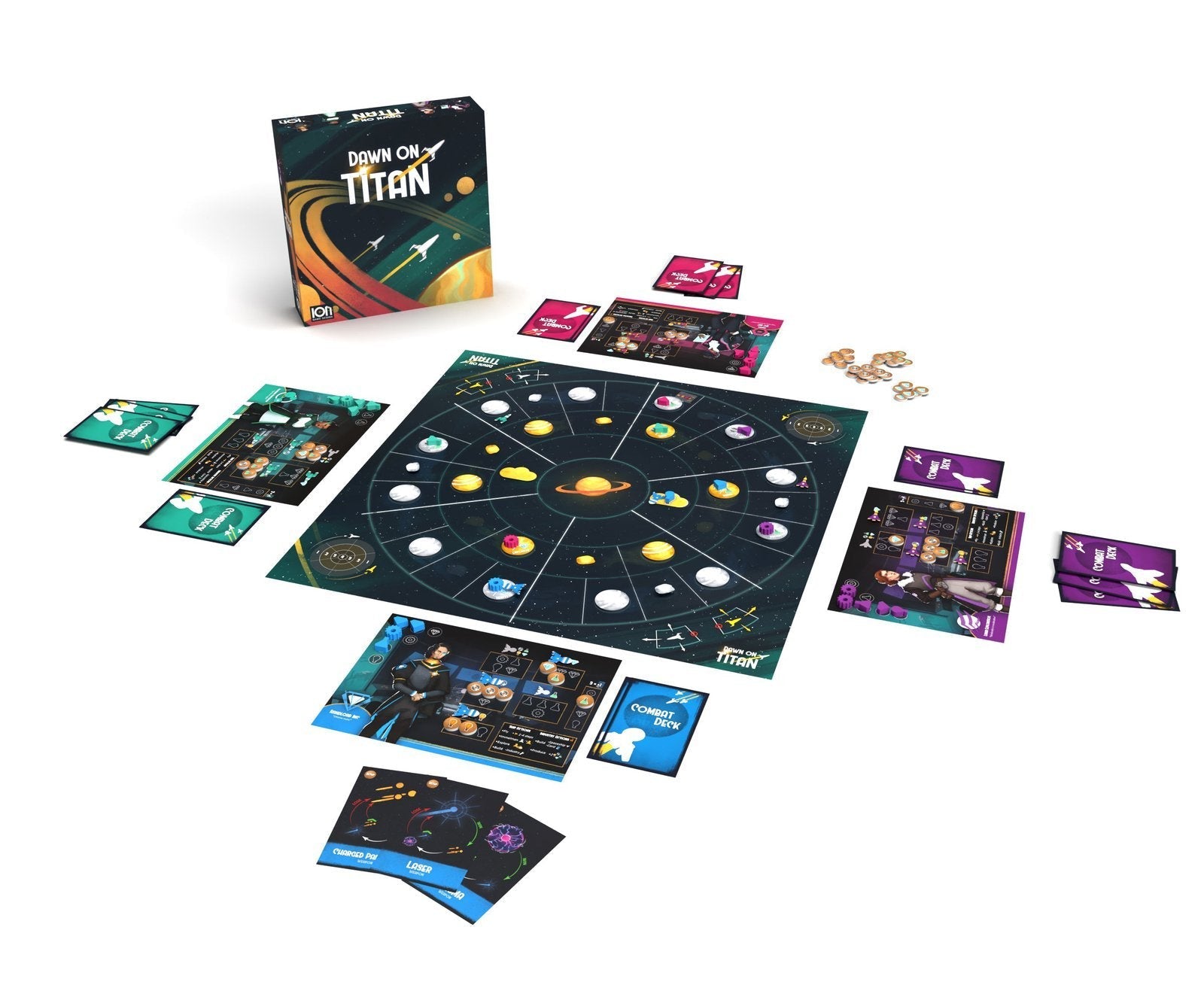 Dawn on Titan Board Game - game board set up to play