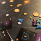 Dawn on Titan Board Game - game board action shot featuring space ship pieces and game cards