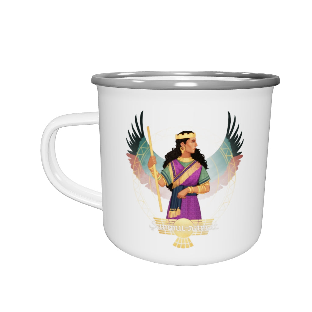 SAMMU-RAMAT: Enamel Mug - 3D image of the mug's front