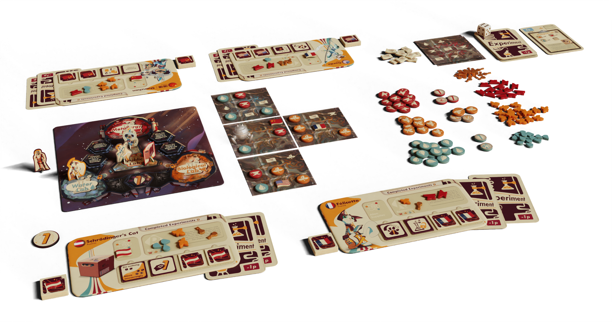 Fluffy Frontier Board Game - staged game board & pieces
