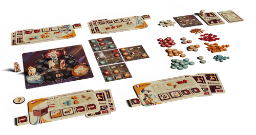 Fluffy Frontier Board Game - staged game board & pieces