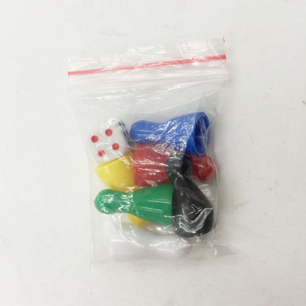 Pack of 6 Multi-colored Pawn Pieces with Dice for Board Games, Table Markings, Arts And Crafts