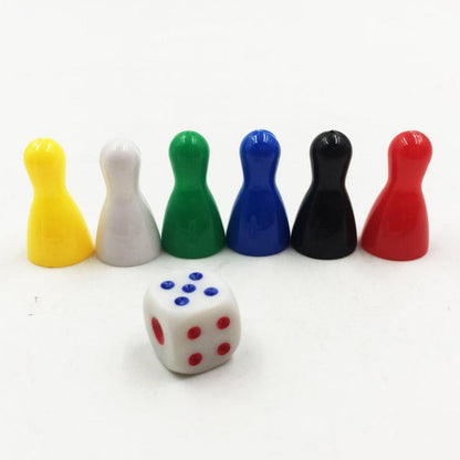 Game Playing Pieces (6 pawns, 2 Dice)