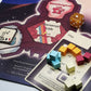Fluffy Frontier Board Game - site card, die, experiment card, colored cubes