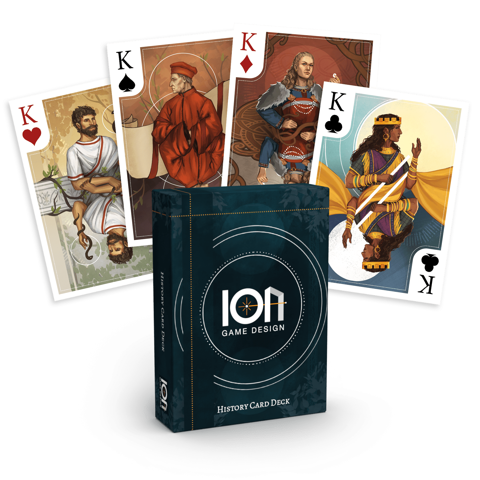 ION historical playing cards - king cards displayed