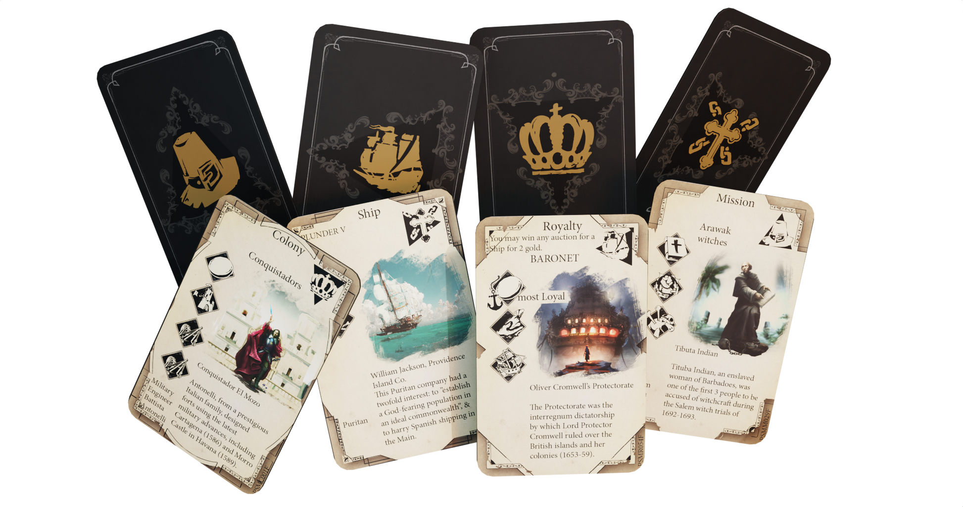PAX Hispanica Board Game Deluxe Edition - Expanded view of the different types of playing cards