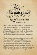 PAX Renaissance Age of Reformation Promo Cards - Card description