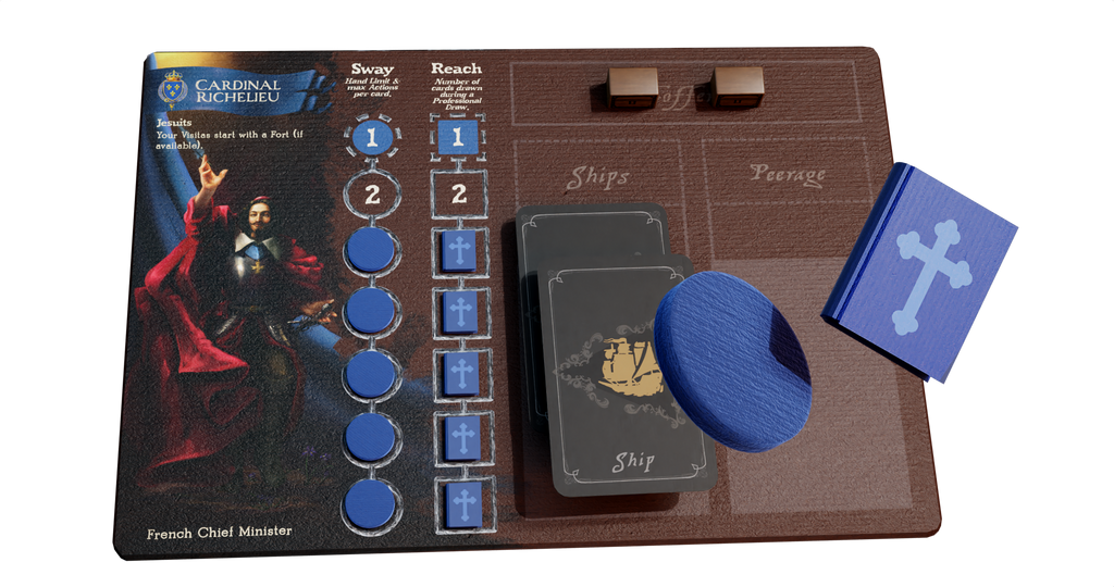Pax Hispanica board game - player board, cards, tokens