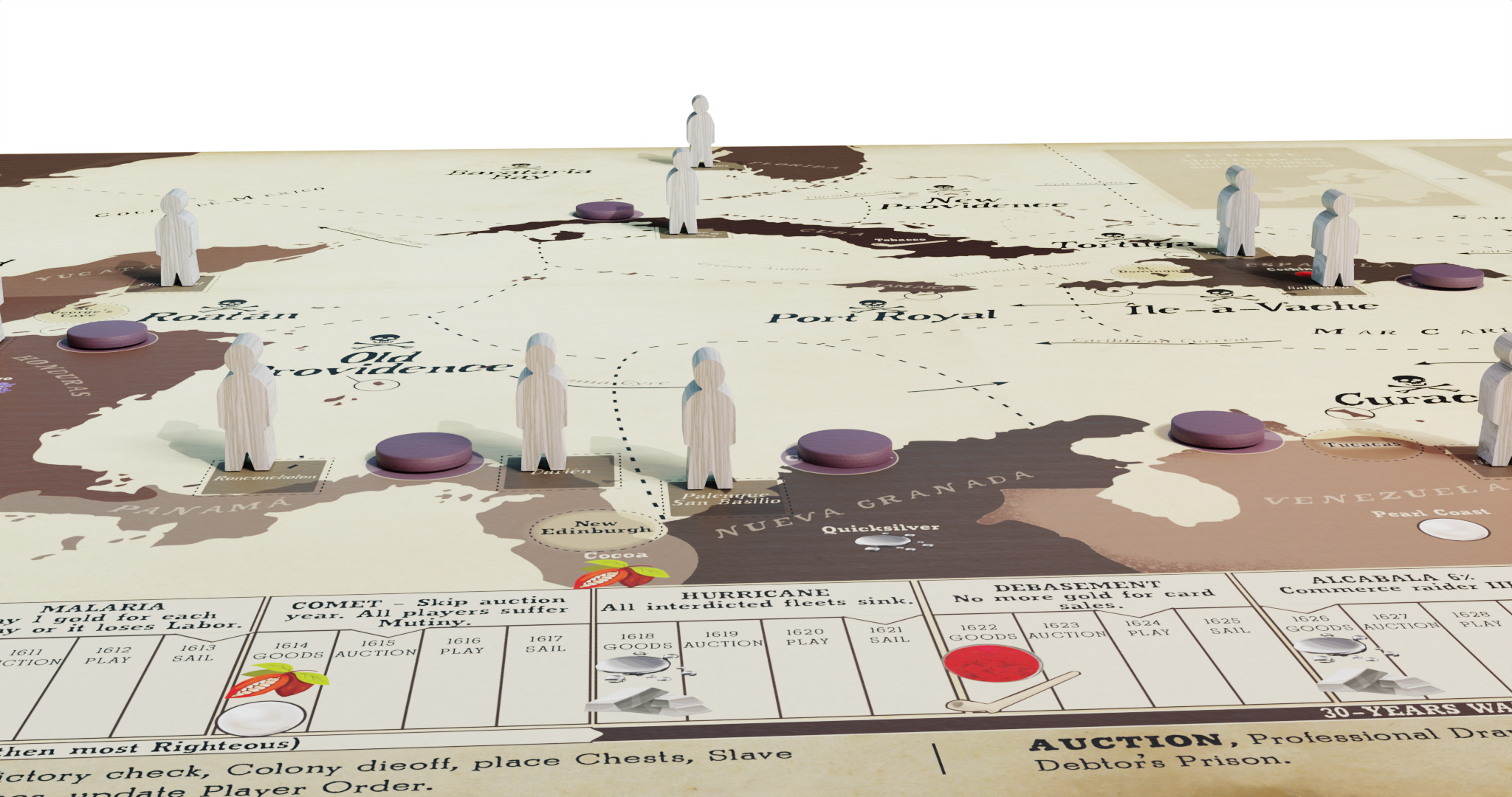 Pax Hispanica board game - game board player view set up with pieces