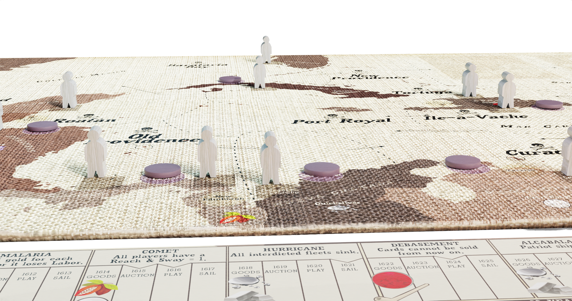 PAX Hispanica Board Game Deluxe Edition - Expanded view of the game board with pieces set up in playing positions