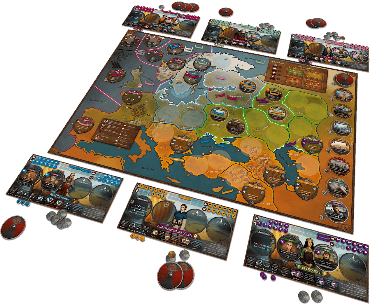 PAX Viking Board Game - Game board set up in starting position
