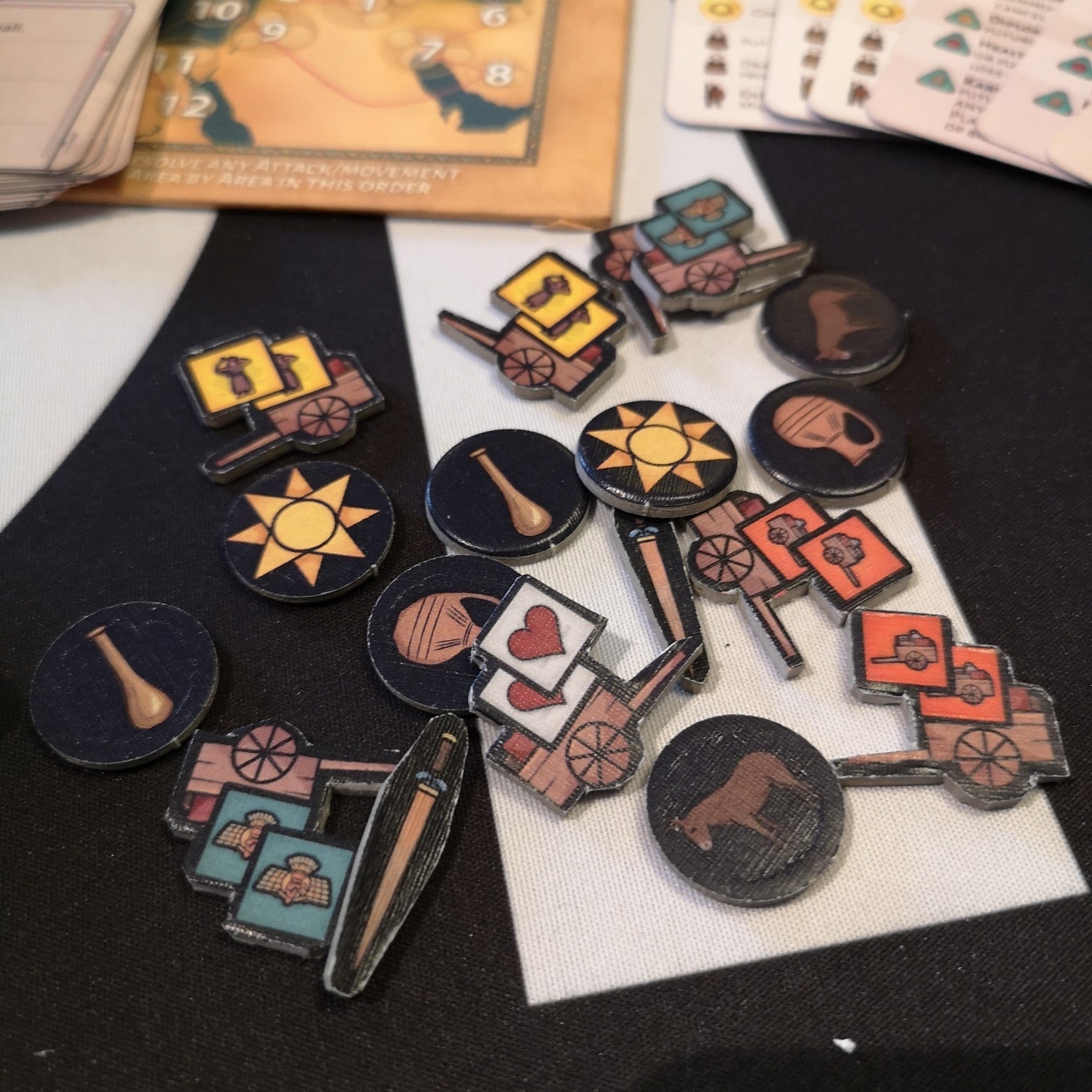 Sammu-Ramat Board Game - Close-up view of game tokens