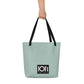 Fluffy Frontier Large Tote Bag -Rear view featuring ION Game Design logo