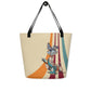 Fluffy Frontier Large Tote Bag - Front view hung on a wall hook
