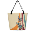 Fluffy Frontier Large Tote Bag - Front view hung on a wall hook
