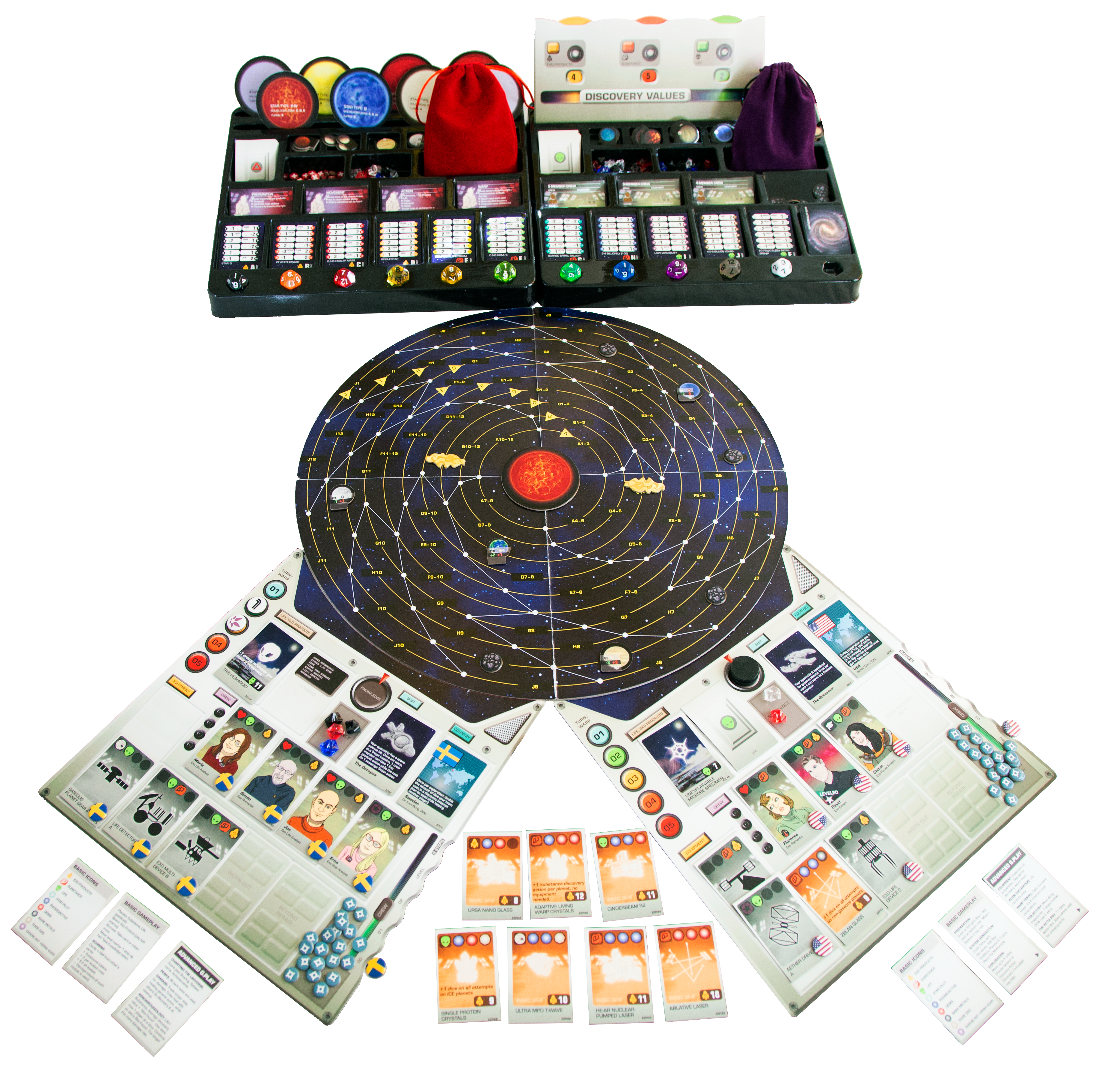 Expedition Zetta Board Game -- Staged game board and pieces