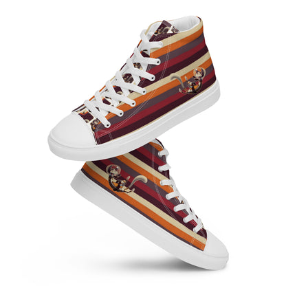  FLUFFY FRONTIER: Men’s high top striped canvas shoes - 3D front image