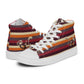  FLUFFY FRONTIER: Men’s high top striped canvas shoes - side view of shoes