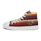  FLUFFY FRONTIER: Men’s high top striped canvas shoes - left view of shoe