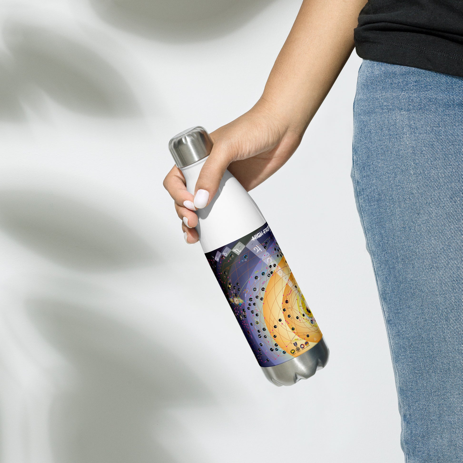 HIGH FRONTIER 4 ALL Map: Stainless Steel Water Bottle - held in hand