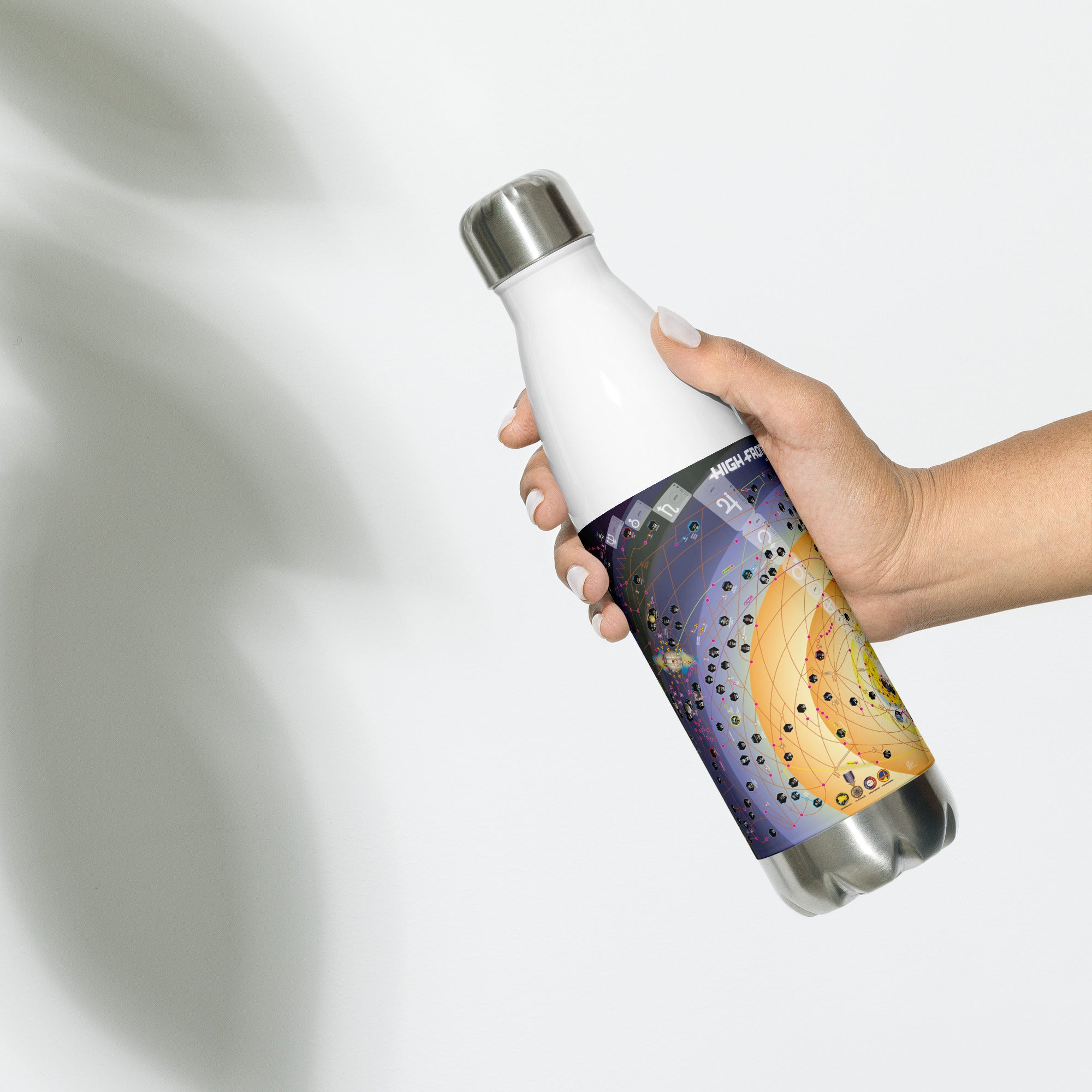 HIGH FRONTIER 4 ALL Map: Stainless Steel Water Bottle - Left tilt view