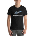 HIGH FRONTIER: Unisex t-shirt - front view in black