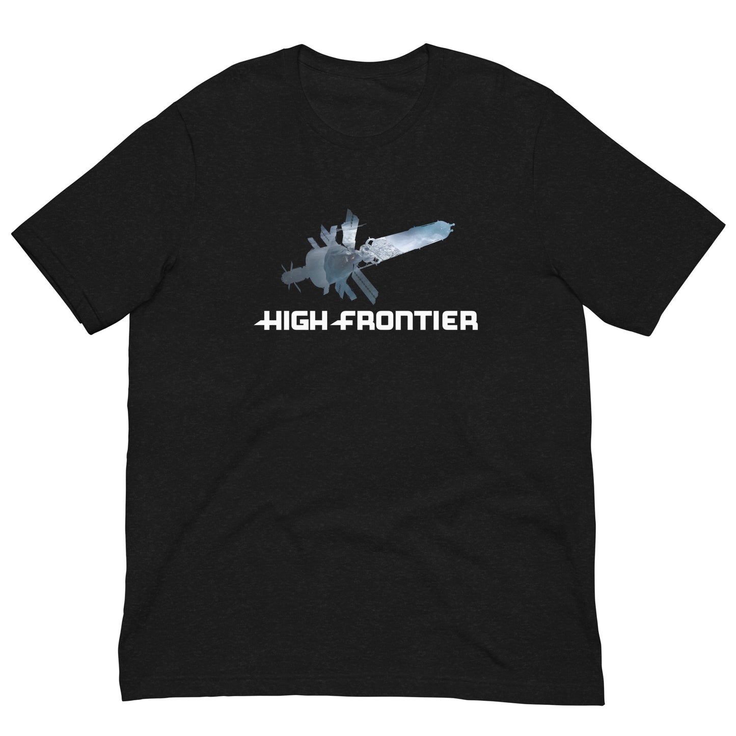 HIGH FRONTIER: Unisex t-shirt - front view off person